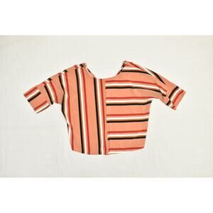 Express Shirt Womens Small Orange Black White Striped Short Sleeve Boxy Top